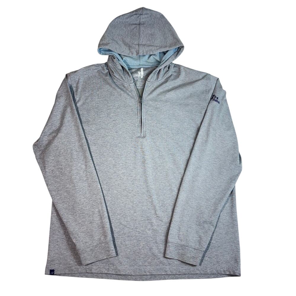JOHNNY O Men's Performance 1/4 Zip Embroidered "The Farms" Hoodie Light Gray XL